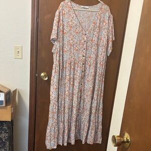 Floral Button-Down Maxi Dress Sonoma 4X